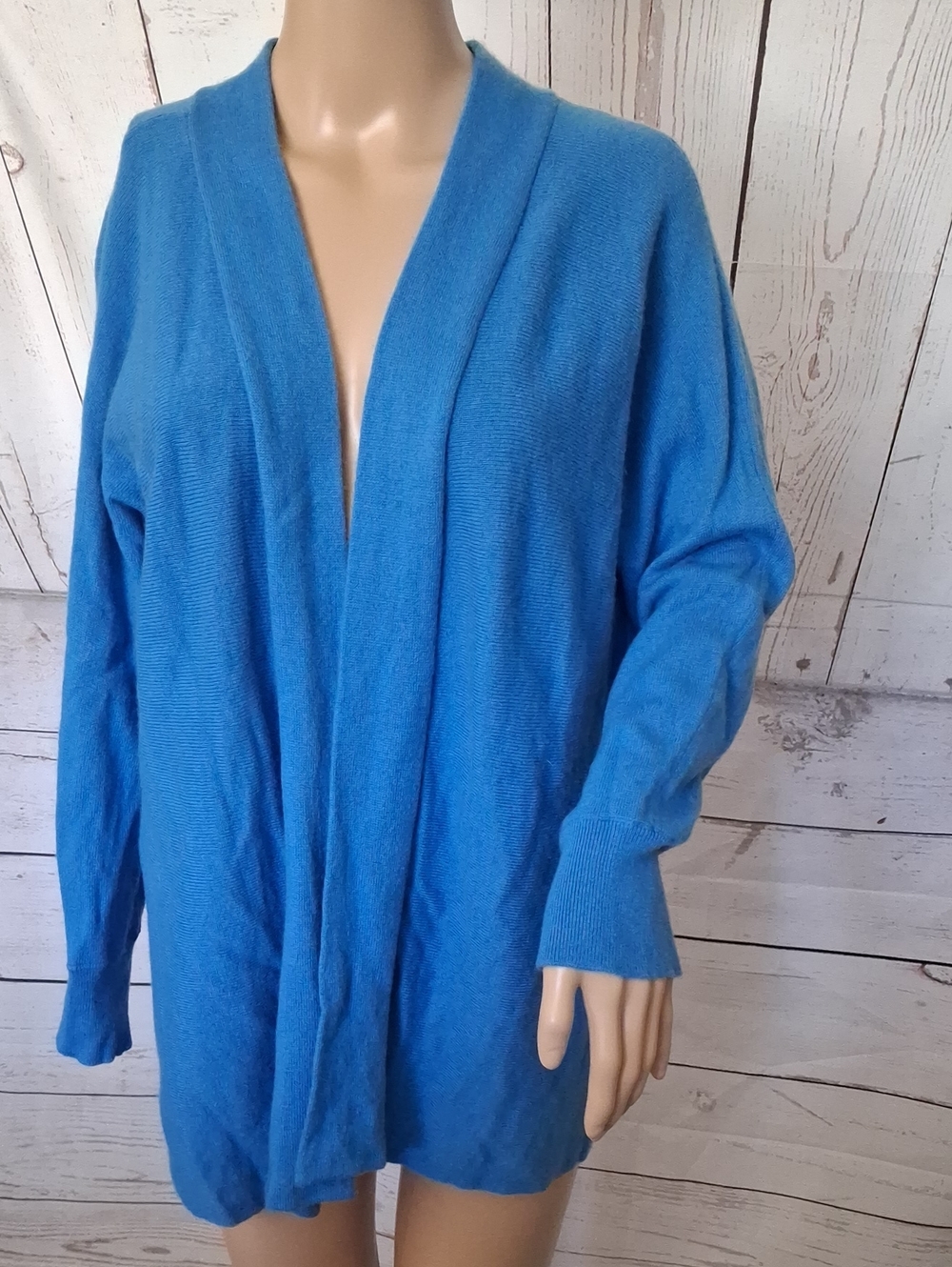 Coldwater Creek Cerulean Blue Open-Front Caahmere Cardigan Size XL